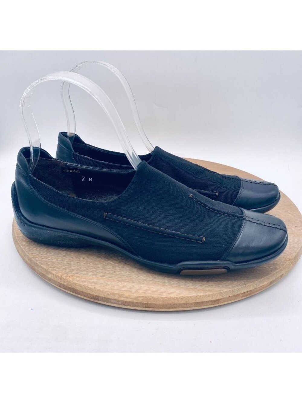 Vintage Sesto Meucci Shoes Womens 7 Black Leather Sporty Flats Italy